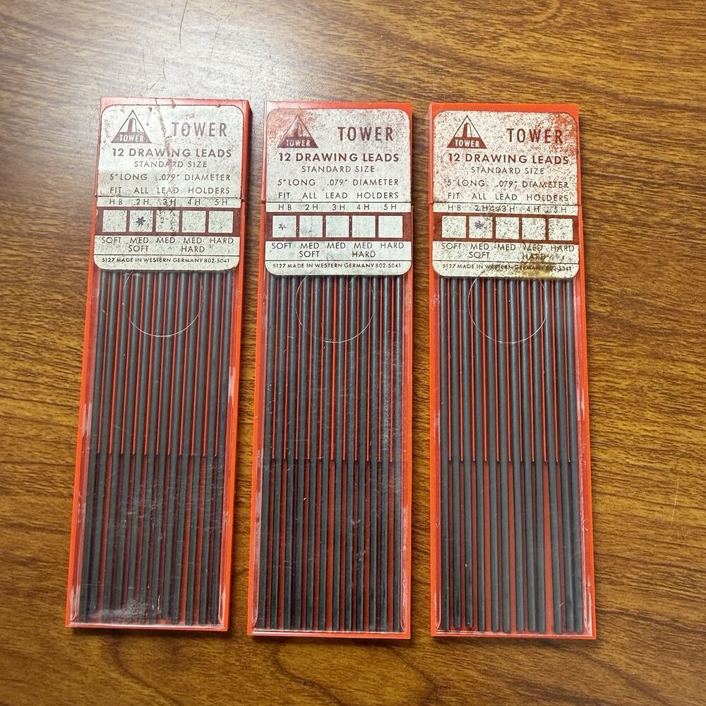 Vintage Lot of 3 Drawing Leads Tower 1 Soft, 2 Med